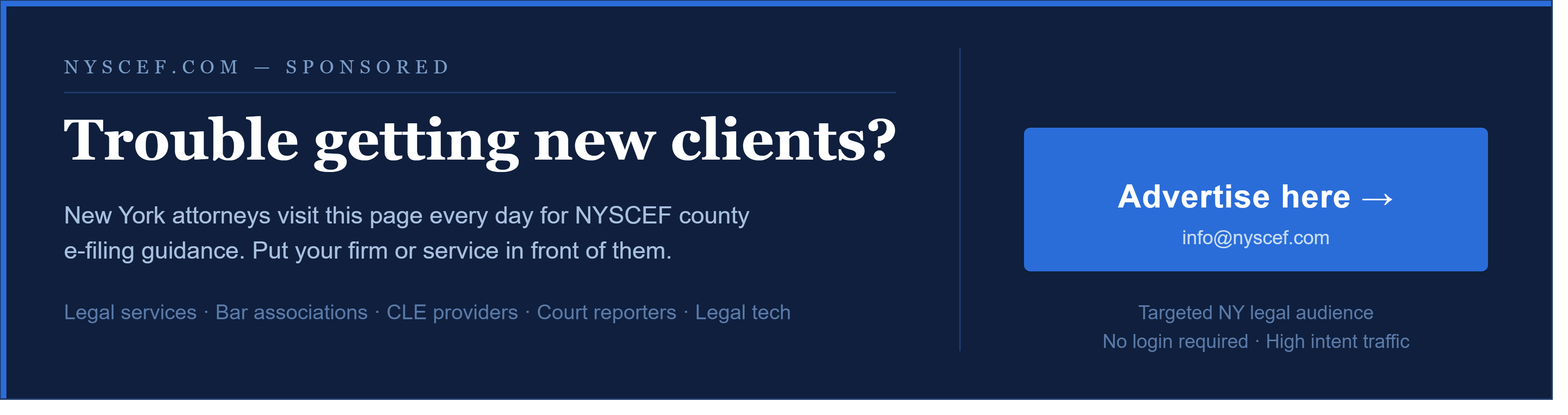 Advertise your firm on nyscef.com