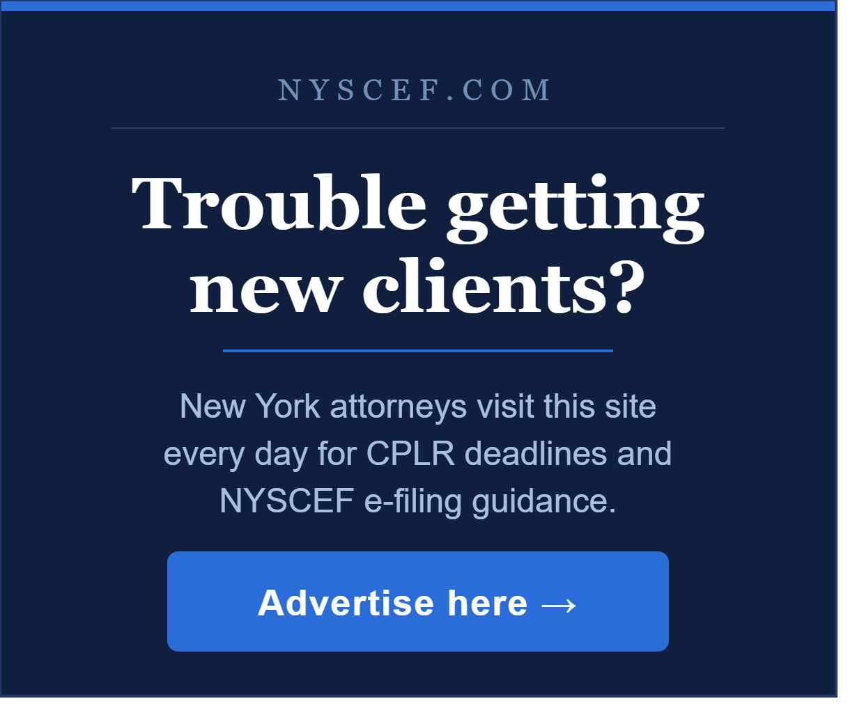 Advertise your firm on nyscef.com